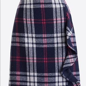J. Crew Ruffle Plaid Mini Double Serge Wool Skirt